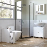 HOMCOM Mueble Auxiliar de Baño Estrecho con 2 Cajones y Compartimiento Superior con Tapa para Lavabo 17x48x58 cm Blanco(m-6)