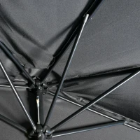 Outsunny 3(m) Half Parasol, Semi Round Umbrella with Metal Frame, Crank Handle for Balcony, Garden, Black(m-8)