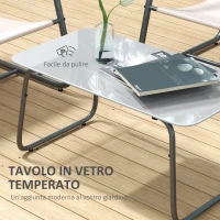 Outsunny Salotto da Giardino con Divanetto, 2 Poltrone e Tavolino in Acciaio e Tessuto a Rete, Crema(m-6)