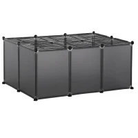 PawHut DIY Pet Playpen with Door Bottom 22 Panels Small Animal Cage for Guinea Pigs, Rabbit, Chinchilla, Grey(m-1)