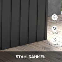 Outsunny Aufbewahrungsbox, Gartentruhe, 450L Stauraum, 2 Räder, Stahlrahmen, 125x61x70 cm, Dunkelgrau(m-5)
