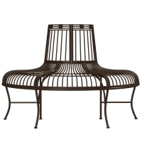 Outsunny Baumbank aus Metall halbrund Gartenbank Parkbank Sitzbank für Ø37cm Baumstämme 135 x 70 x 85 cm(m-7)