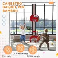 AIYAPLAY Canestro Basket per Bambini 5 in 1 con Altezza Regolabile, Porta da Calcio e Golf, Età 3-6 Anni, Rosso(m-4)
