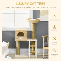 PawHut Cat Tree, with Scratching Posts, Bed, Cat House - Natural Finish(m-4)