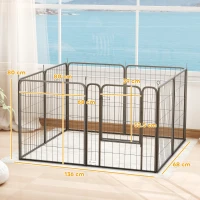 PawHut Eight-Panel Dog Playpen with Door, for Large Dogs, Indoors, Outdoors, 80cm Tall, Black(m-3)