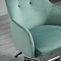 Vinsetto Schreibtischstuhl mit Knopfheftung, höhenverstellbar, Wippfunktion, Samtoptik, 61 cm x 59 cm x 90,5 cm, Türkis(m-8)