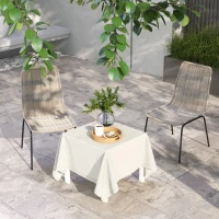 HOMCOM Set 2 Sedie da Giardino e Interno Stile Boho con Schienale Basso e Rivestimento in Rattan PE, Giallo(m-6)