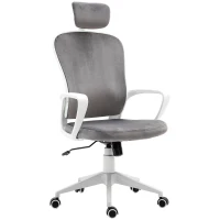 Vinsetto Office Chair, Ergonomic Desk Chair, High Back Velvet Fabric Computer Chair with Adjustable & Liftable Headrest for Home, Grey(m-1)