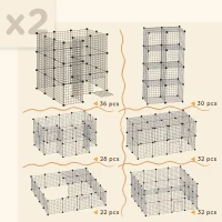 PawHut Cage parc clôture pour animaux domestiques enclos pour petits animaux modulable 2 niveaux 72 panneaux bords arrondis(m-7)