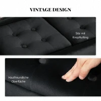 HOMCOM 3-teiliges Möbel-Set mit Stauraum, 2 x Sitzhocker, Polster-Sitztruhe, belastbar bis 130 kg, 75 x 40 x 42 cm, Dunkelgrau(m-4)