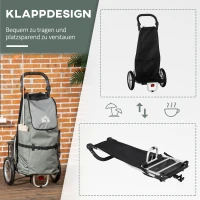 HOMCOM 3-in-1 Einkaufstrolley Einkaufswagen Fahrradanhänger Sackkarre, 53 x 43 x 110cm , Grau+Silber(m-5)
