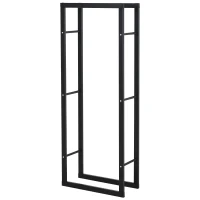 HOMCOM Porta Legna Verticale in Metallo Nero da Interni ed Esterni con Portata 100 kg max, 60x25x150 cm(m-1)