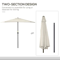 Outsunny 3(m) Half Parasol, Semi Round Umbrella with Metal Frame, Crank Handle for Balcony, Garden, Cream White(m-6)