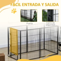 PawHut Parque para Perros de 6 Paneles Valla Metálica para Mascotas con Ancho Ajustable 82,5-150x79x101 cm Negro(m-8)