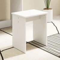 HOMCOM Set Toeletta da Trucco con Tavolino e Sgabello, Specchio e Ripiani in Legno, Bianco(m-8)