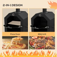Outsunny Steel 3-Tier Outdoor Pizza Oven Charcoal BBQ Grill, Black(m-4)