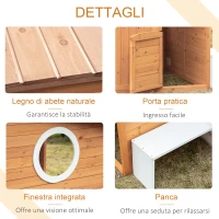 Outsunny Casetta per Bambini in Legno da Esterno con Porta, Finestre, Panca, Portavasi 122x108x135.5cm Gialla(m-6)