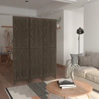 HOMCOM Paravent séparateur de pièce pliable 3 panneaux en bois paulownia 160 x 170 cm marron(m-2)