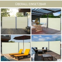 Outsunny Seitenmarkise, Sicht- und Sonnenschutz, Seitenrollo, Polyester, Creme, 6 x 1,6 m(m-6)