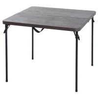 Outsunny Klapptisch Campingtisch Koffertisch tragbar, Metall+Kunststoff, Kaffeebraun, 86x86x71,5cm(m-1)