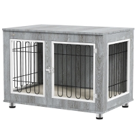 PawHut Hundekäfig Hundebox waschbares Polster, 2 Verriegelungen, 90 cm x 58 cm x 65 cm, Grau