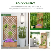 Outsunny Jardinière avec Treillis - bac à Fleurs - jardinière sur Pied - dim. 76L x 36l x 170H cm - Fond à Lattes - Bois Sapin pré-huilé naturel(m-4)
