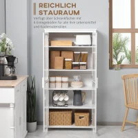 HOMCOM Küchenschrank, 4 Regale, 2 Glastüren, 80 cm x 39,5 cm x 160 cm Weiß(m-4)