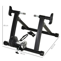 HOMCOM Rodillo de Bicicleta Plegable con Resistencia Magnética Ajustable para Ruedas de 26-28'' de interior 68x62,5x49 cm Negro(m-3)