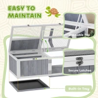 PawHut Wooden Tortoise House with Lamp Holder, Clear Windows, Openable Tops, Built-In Tray, Light Grey(m-7)