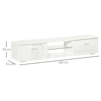 HOMCOM Mobile Porta TV con Luci LED 16 Colori per TV Fino 55", 160x35x30cm - Bianco(m-3)