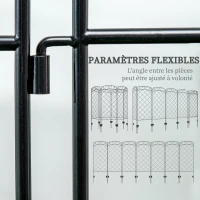 Outsunny Lot de 7 clôtures de jardin décoratives en métal avec ornements - 344L x 110H cm noir(m-5)