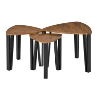 HOMCOM Set di 3 Tavolini da Caffè di Design Diverse Grandezze Finitura in Noce(m-10)