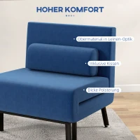 HOMCOM Klappsessel mit Bettfunktion, klappbarer Relaxsessel in Leinenoptik, Verstellbare Rückenlehne, 75x70x75 cm, Dunkelblau(m-6)