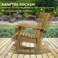 Outsunny Gartenstuhl, Schaukelfunktion, breiter Sitz und Rücklehne, Naturholz, 64 x 86 x 85 cm(m-5)