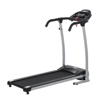 HOMCOM Tapis de course électrique pliant 440 W tapis roulant motorisé vitesse réglable 1-10 Km/H écran LCD multifonctions 12 programmes prédéfinis support iPad porte-gobelets châssis acier noir argent(m-10)