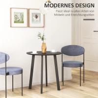 HOMCOM Esstisch für 2 Personen, weiße Tischplatte, Metallbeine mit Fußkappen, Ø72 x 75H cm, Schwarz(m-4)