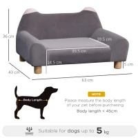 PawHut Dog Sofa Cute Ears Shape Pet Chair Couch Kitten Lounge Bed with Thick Sponge Padded, Wooden Legs for XS Size Dogs(m-3)