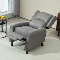 HOMCOM Sillón Relax Reclinable Manual Tapizado en Lino Sintético con Reposapiés Retráctil Carga 150 kg Gris(m-7)
