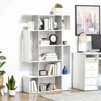 HOMCOM 5-Tier Bookshelf, Modern Bookcase with 13 Open Shelves, Freestanding Decorative Storage Shelving for Home Office and Study, White(m-2)