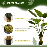 HOMCOM Plante artificielle oiseau de paradis Strelitzia hauteur 1,80 m 13 feuilles et 2 fleurs grand réalisme pot Inclus(m-5)