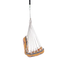 Outsunny Outdoor Hanging Rope Chair with Soft Padded Seat & Backrest, Garden Hammock Chair with Wooden Support Bar Cotton Cloth, Portable Garden Chair for Patio & Tree, Orange(m-8)