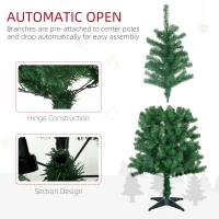 HOMCOM 5' Artificial Prelit Christmas Trees Holiday Décor with Warm White LED Lights, Auto Open, Tinsel, Ball, Star(m-7)