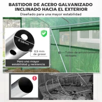 Outsunny Invernadero de Túnel 4x3x2 m con 2 Ventanas Cubierta de PE Anti-UV y 1 Puerta Enrollable con Cremallera Verde(m-6)