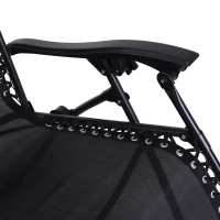 Outsunny Set de 2 Sillas de Gravedad Cero Plegables 90x65x110 cm y Mesa Auxiliar 50x50x50 cm con 2 Portavasos Sillas Reclinables con Reposacabezas para Jardín Terraza Negro(m-9)