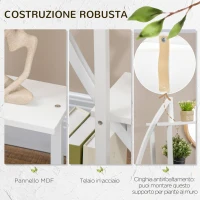 Outsunny Portafiori a 5 Livelli a Mezzaluna per Interni ed Esterni in MDF e Acciaio, 50x30x160 cm, Bianco(m-5)