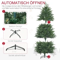 HOMCOM Weihnachtsbaum, Kunsttanne, realistisches Aussehen, schneller Aufbau, Kunststoff, Grün, 114 x 114 x 180cm(m-6)