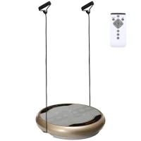 SPORTNOW Vibrationsplatte, 99 Intensitätsstufen, 2 Widerstandsbänder, LED-Anzeige, Goldoptik, Φ59 x 15H cm(m-1)
