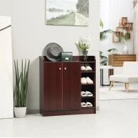 HOMCOM Armadio Scarpiera Moderno e Salvaspazio in Legno per 12 Paia con 4 Ripiani Aperti, 83x30x90 cm, color Caffè(m-2)