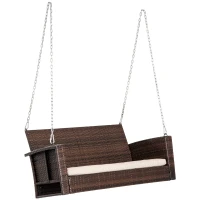 Outsunny Balancelle en Résine Stressée Marron 135 x 64 x 61 cm(m-8)