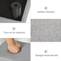 HOMCOM Lot de 2 poufs repose-pied tabouret bas en tissu de lin capacité de charge 150 Kg 40 x 30 x 24 cm gris(m-6)